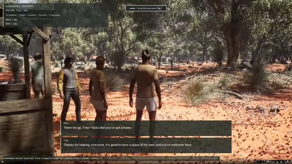 Personagens controlados por agentes do GPT-6 Astra conversam no mundo virtual criado no Unreal Engine
