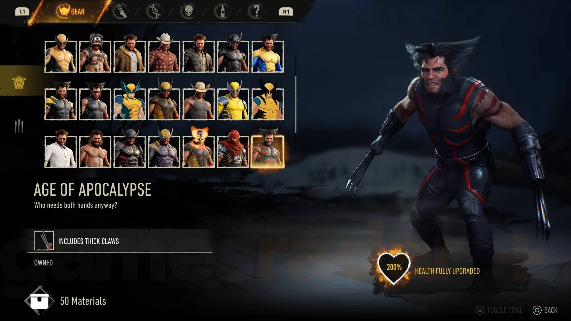 Traje Era do Apocalipse (Age of Apocalypse) em Marvel's Wolverine