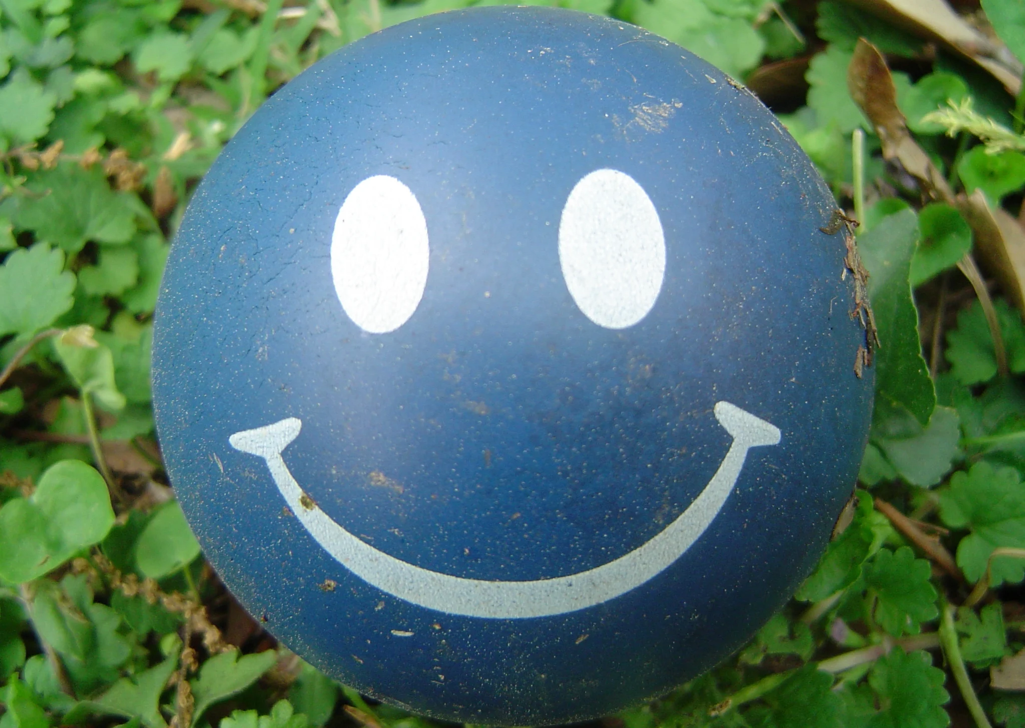 Brinquedo macio azul com rosto sorridente usado como referência para um squishy caseiro
