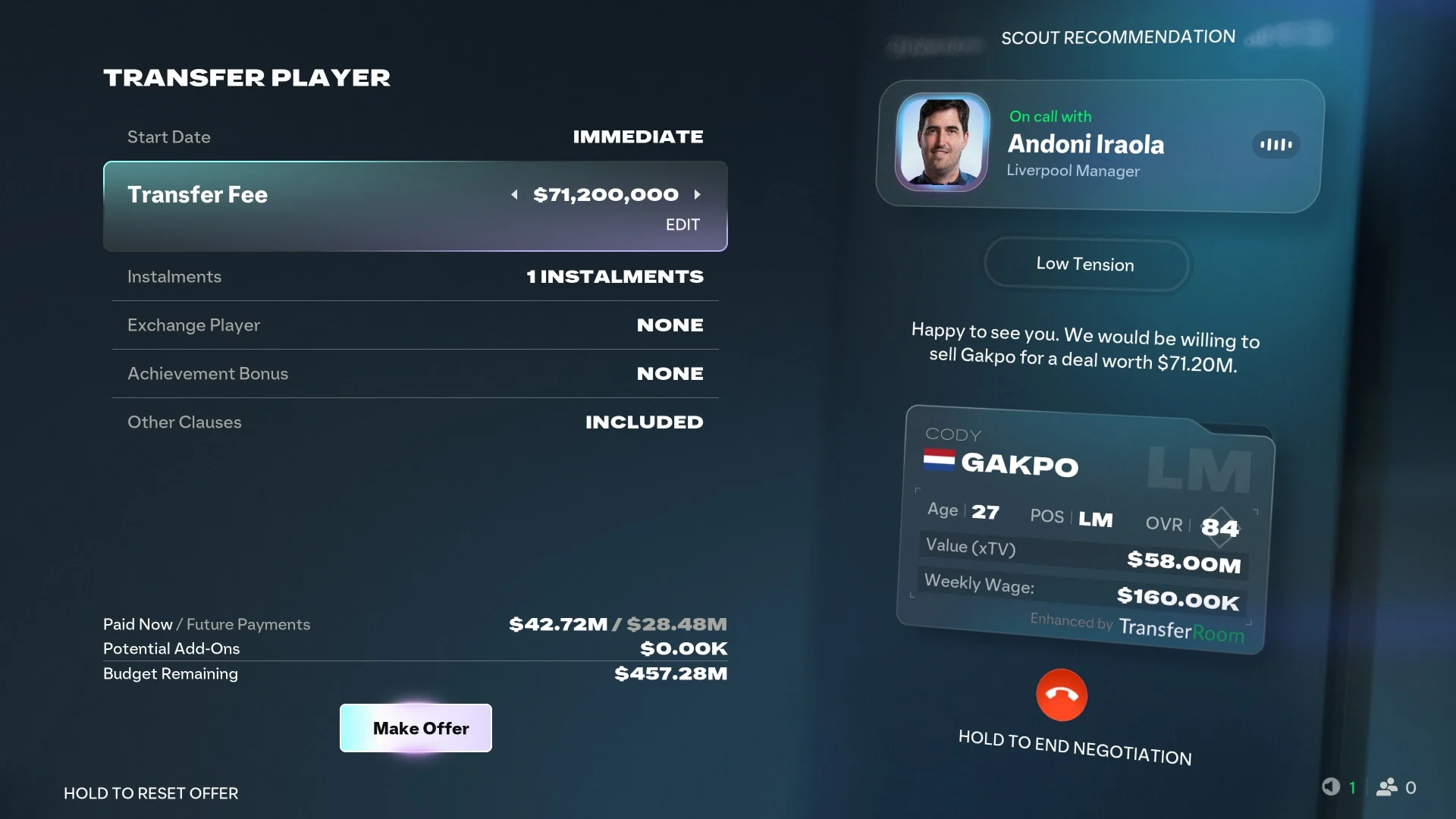 Nova tela de negociação do Modo Carreira do EA Sports FC 27