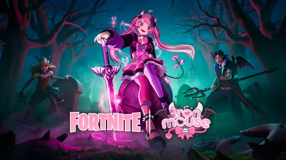 Ironmouse no Fortnite em arte da colaboração