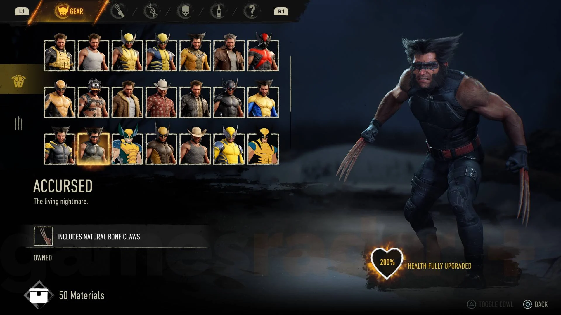 Traje Accursed em Marvel's Wolverine