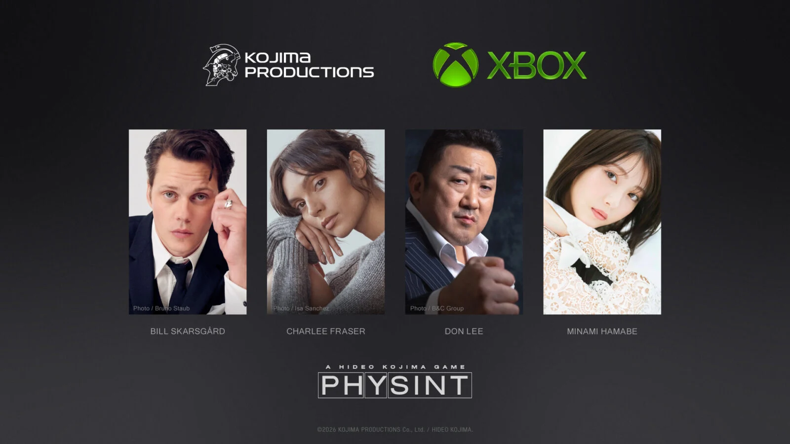 Bill Skarsgård, Charlee Fraser, Don Lee e Minami Hamabe no elenco de Physint