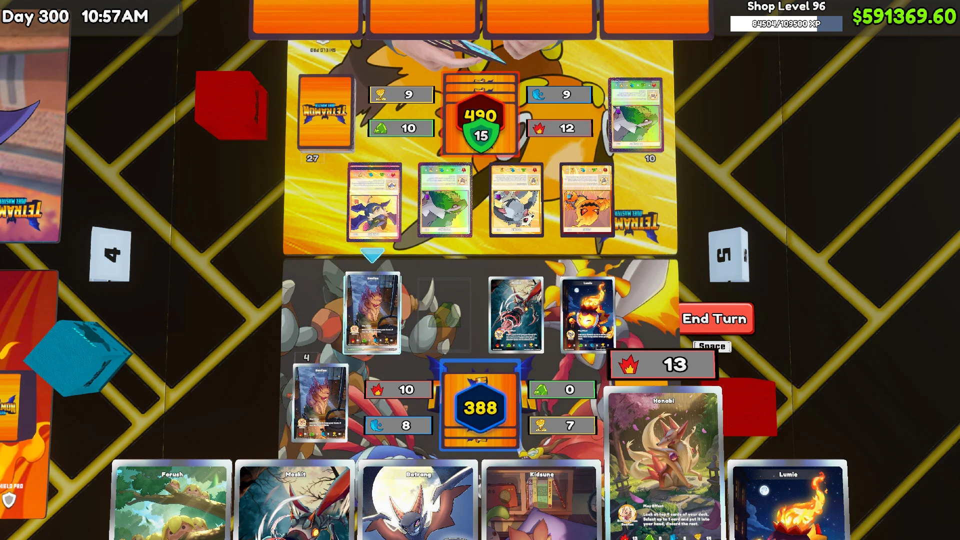 Partida de Tetramon Duel Master dentro de TCG Card Shop Simulator