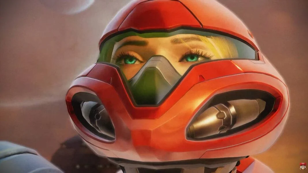 Rosto de Samus Aran em Metroid Ravenous
