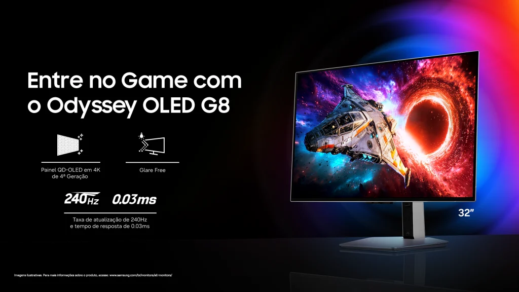Samsung Odyssey OLED G8 de 32 polegadas com painel QD-OLED 4K