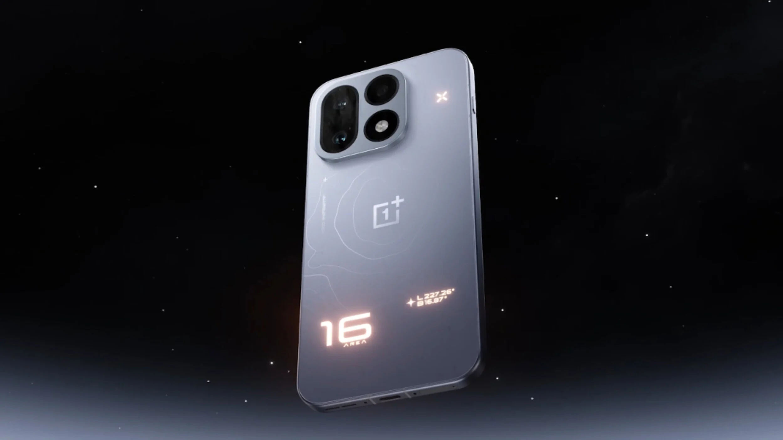 Traseira iluminada do OnePlus 16 Tomorrow's Starlight