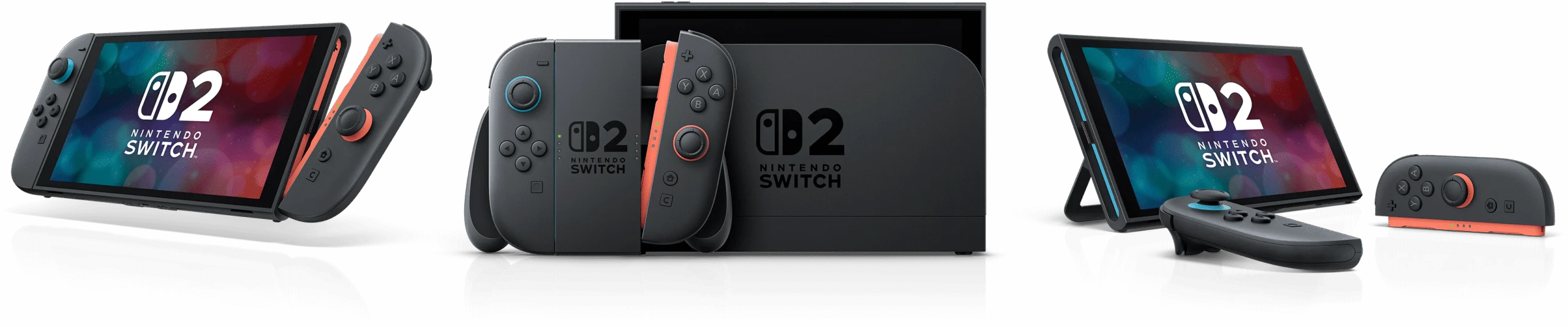 Nintendo Switch 2 exibido nos diferentes modos de jogo