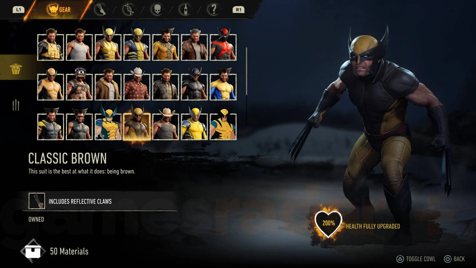 Traje Marrom Clássico (Classic Brown) em Marvel's Wolverine