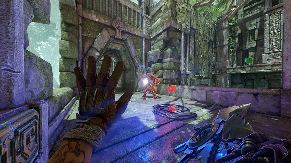 Personagem de Quake Champions usando habilidade durante uma partida