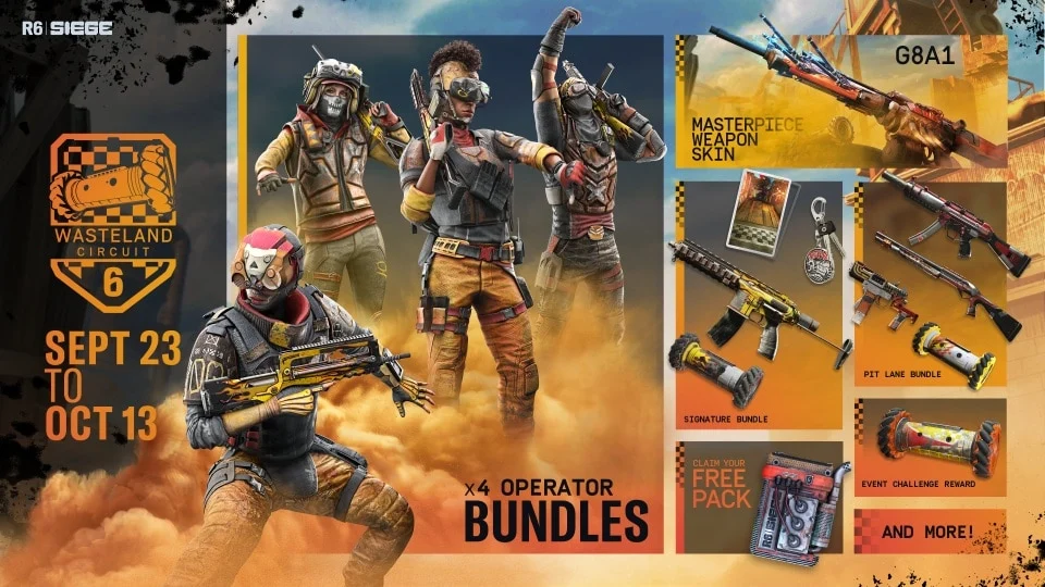 Cosméticos e pacotes do Wasteland Circuit de Rainbow Six Siege
