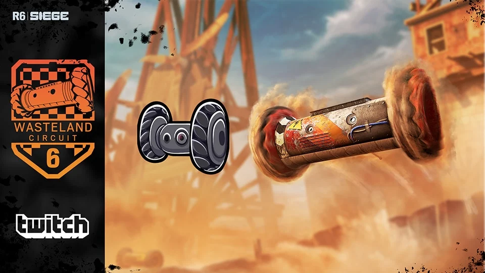 Skin FERRO-VELHO e distintivo DRON-E do evento Wasteland Circuit