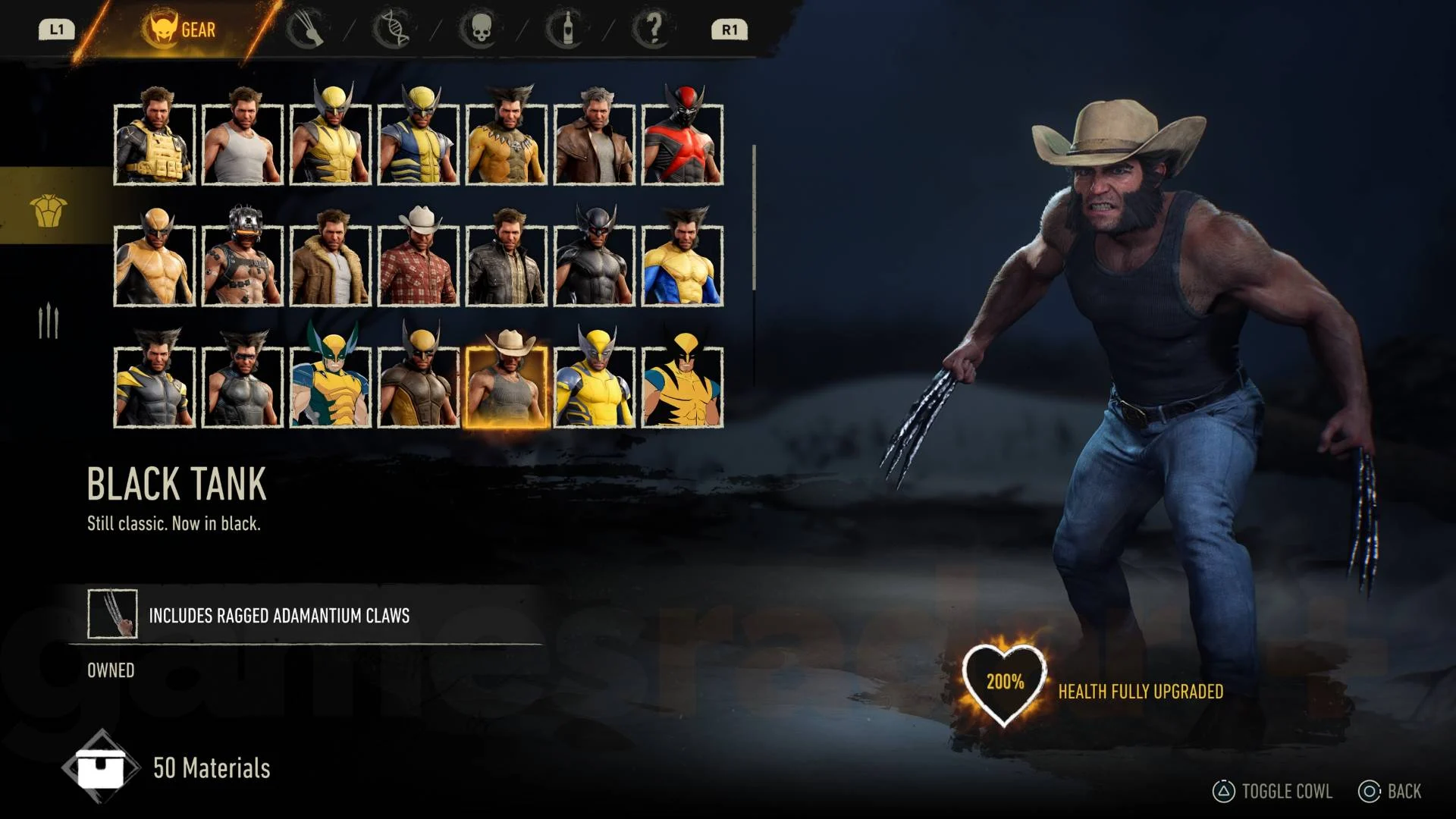 Traje Black Tank em Marvel's Wolverine