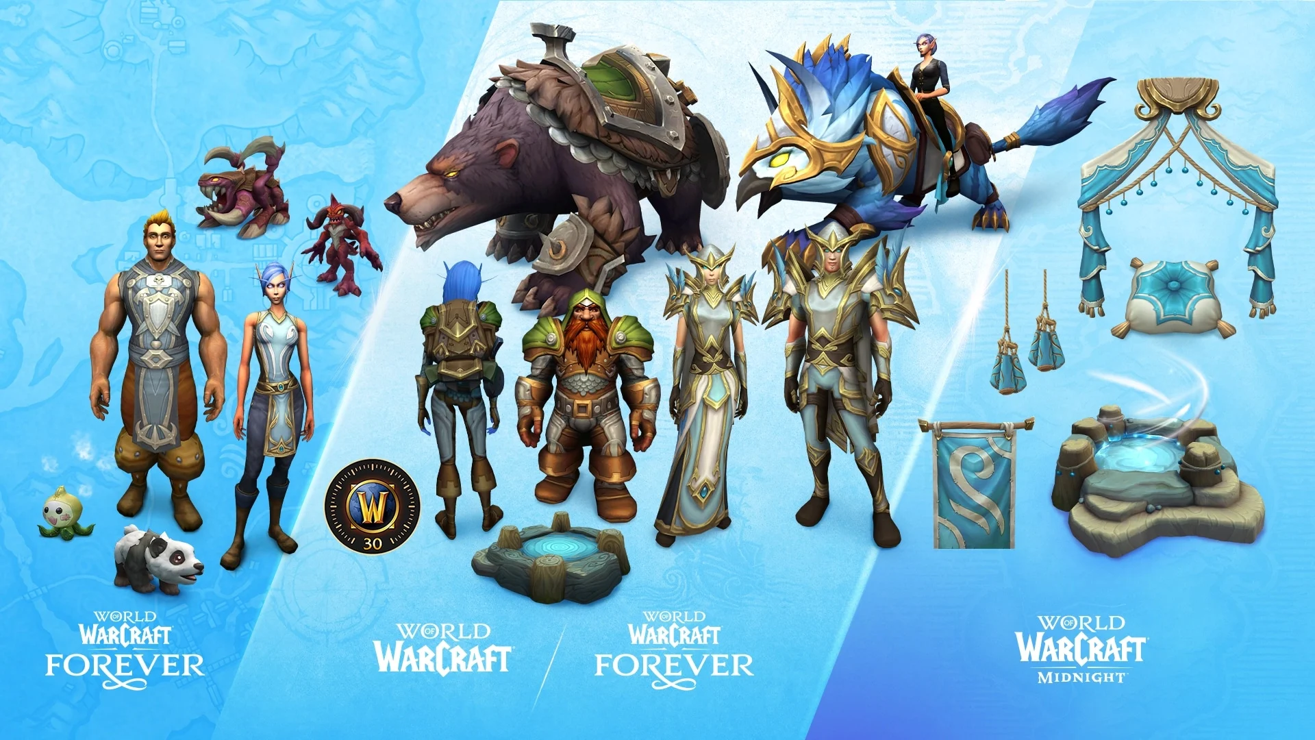Personagens e itens dos pacotes de World of Warcraft Forever