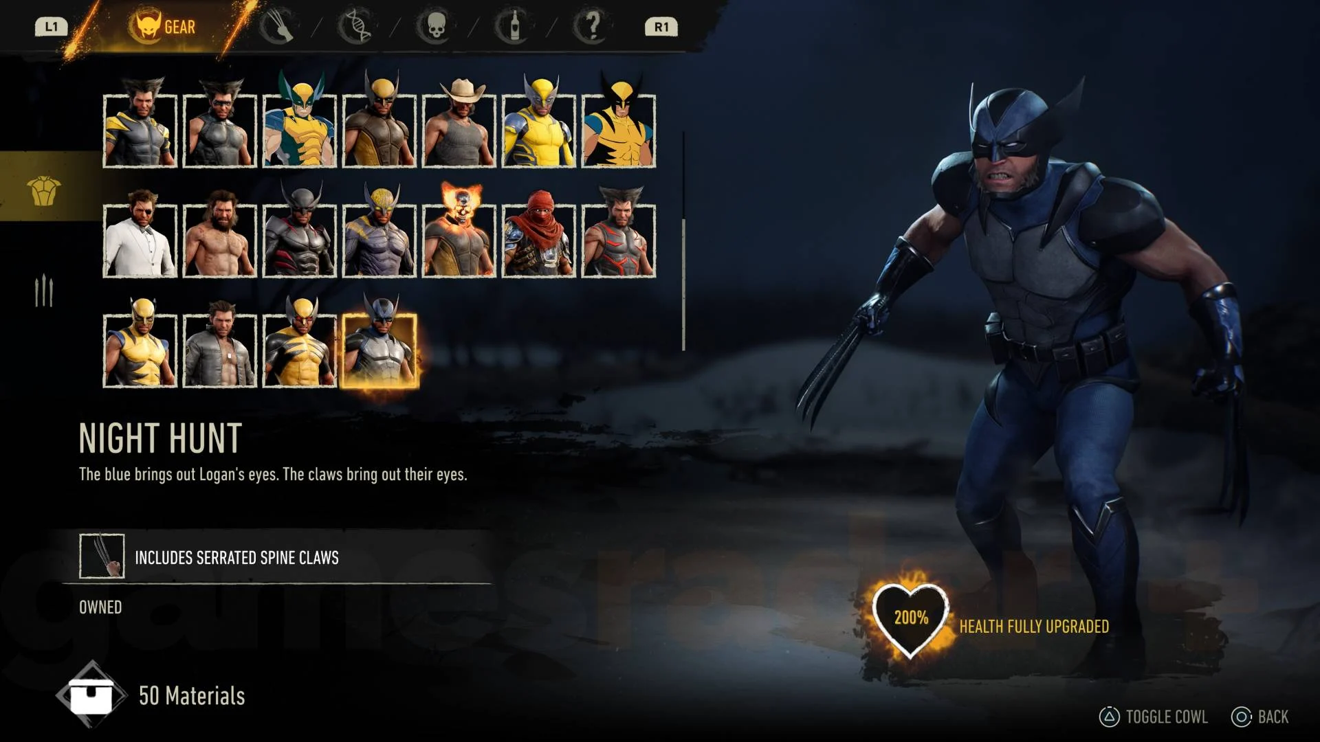 Traje Caçada Noturna (Night Hunt) em Marvel's Wolverine