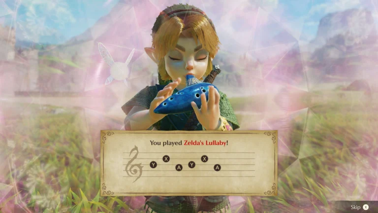 As músicas continuam fazendo parte da aventura; a imagem mostra Zelda’s Lullaby. Imagem: Divulgação/Nintendo.