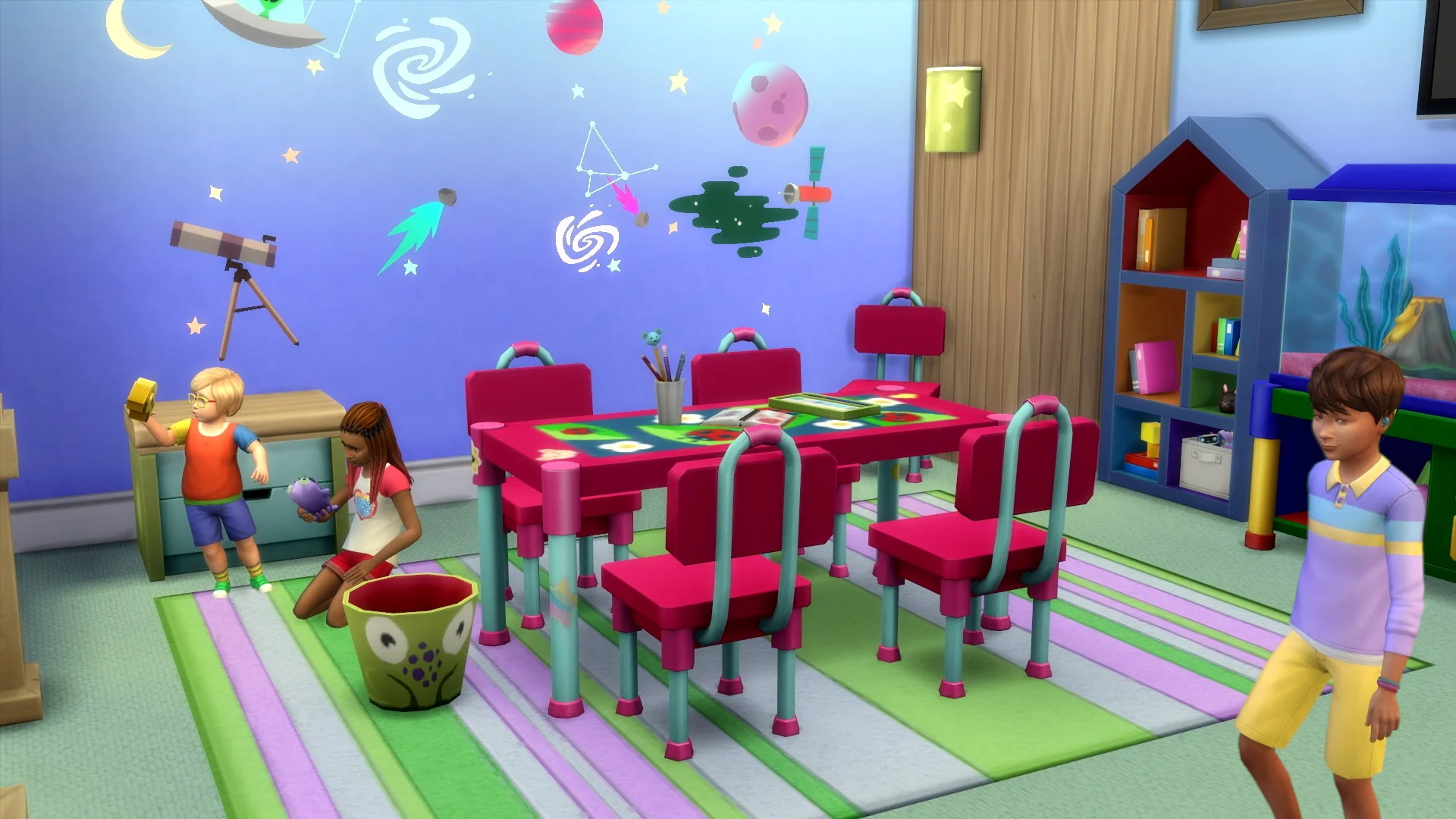 Quarto infantil colorido com novos objetos gratuitos de The Sims 4
