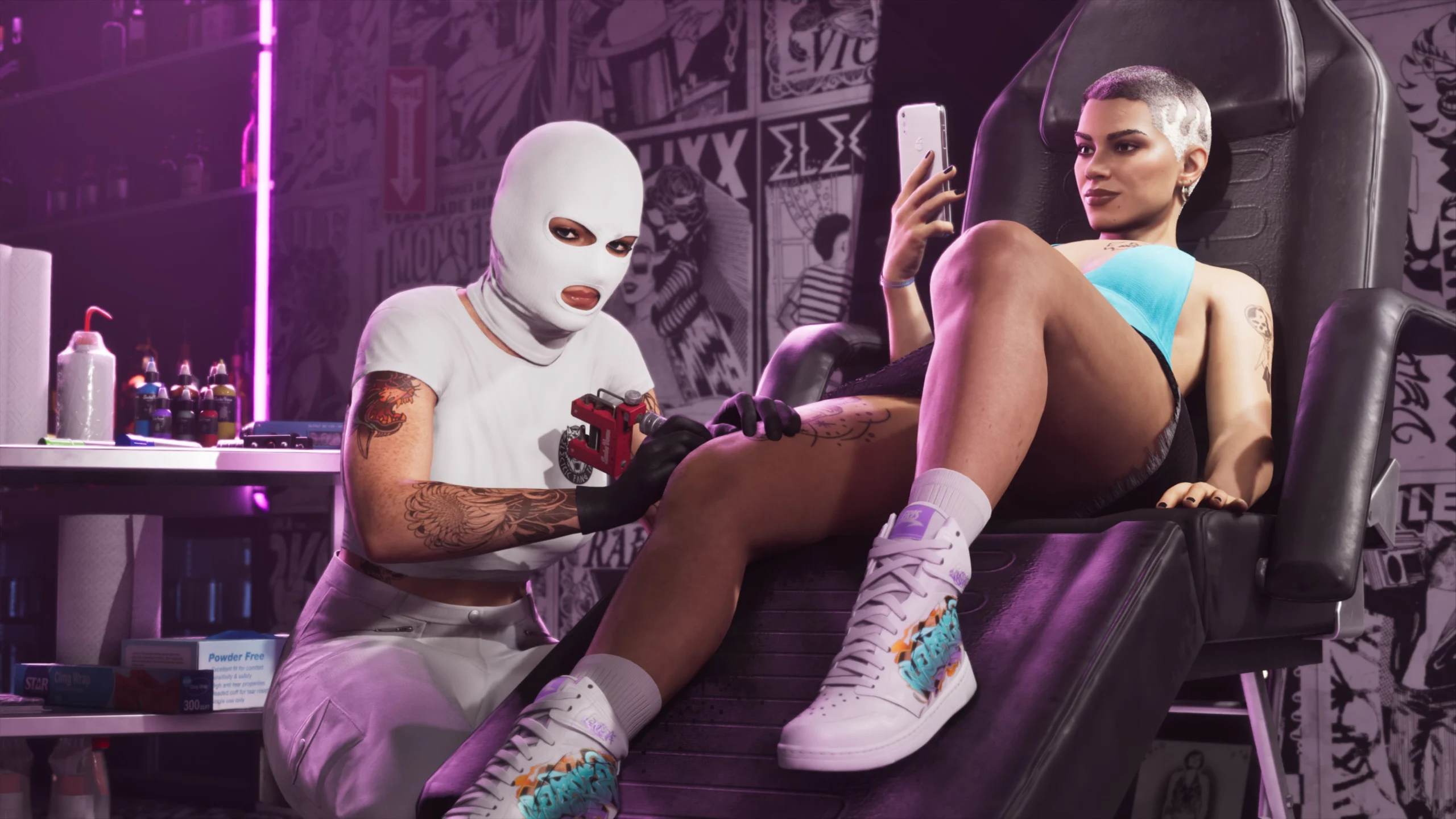 Interior do estúdio Electric Fang Tattoo em GTA 6