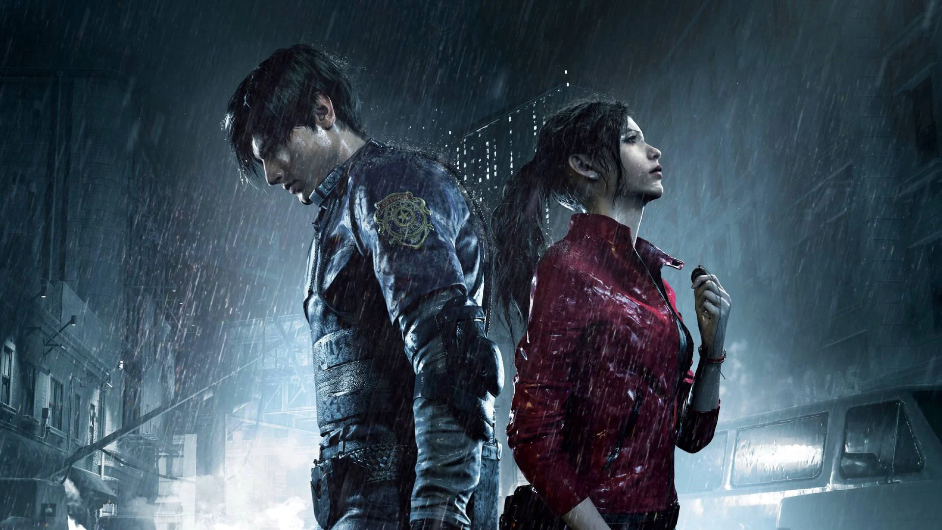 Leon Kennedy e Claire Redfield em Resident Evil 2