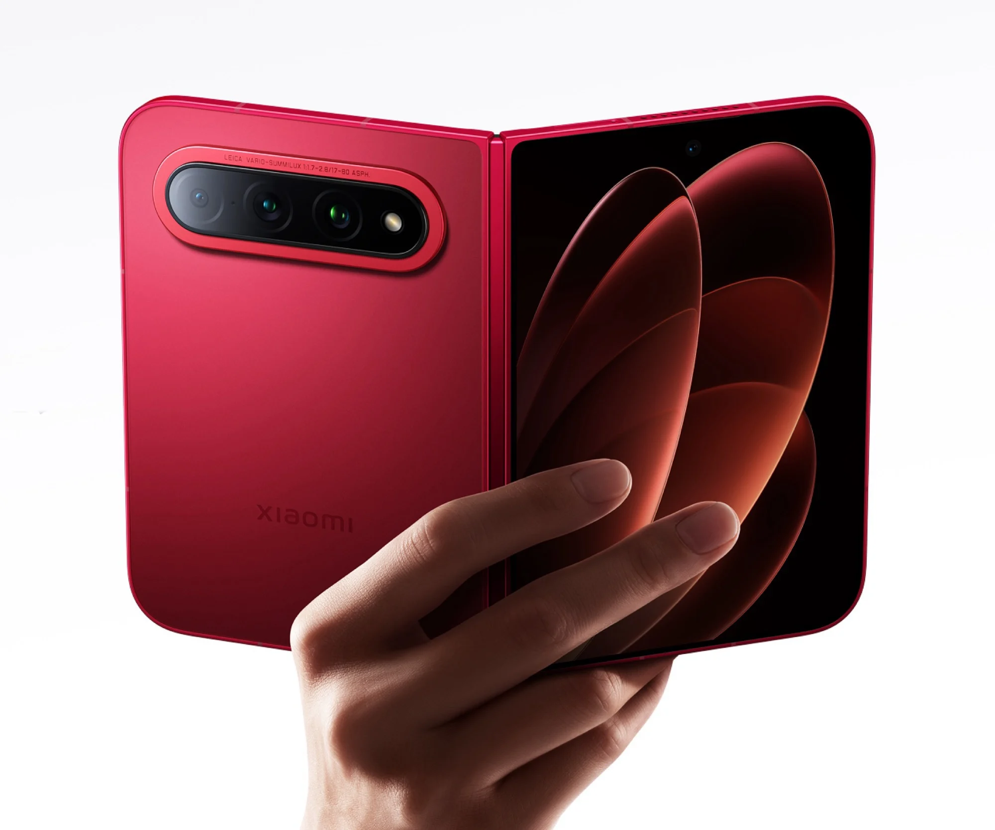 Xiaomi 18 Fold vermelho aberto equipado com chip Xring O3