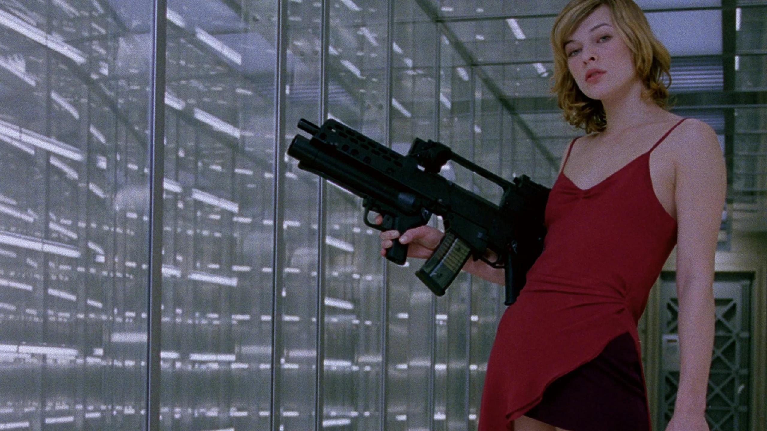 Milla Jovovich como Alice no primeiro filme Resident Evil