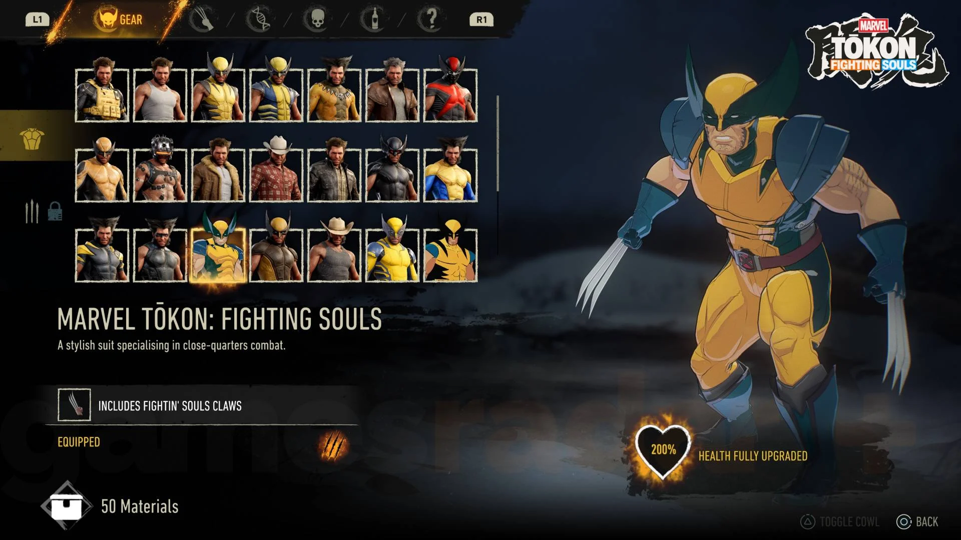 Traje Marvel Tōkon: Fighting Souls em Marvel's Wolverine