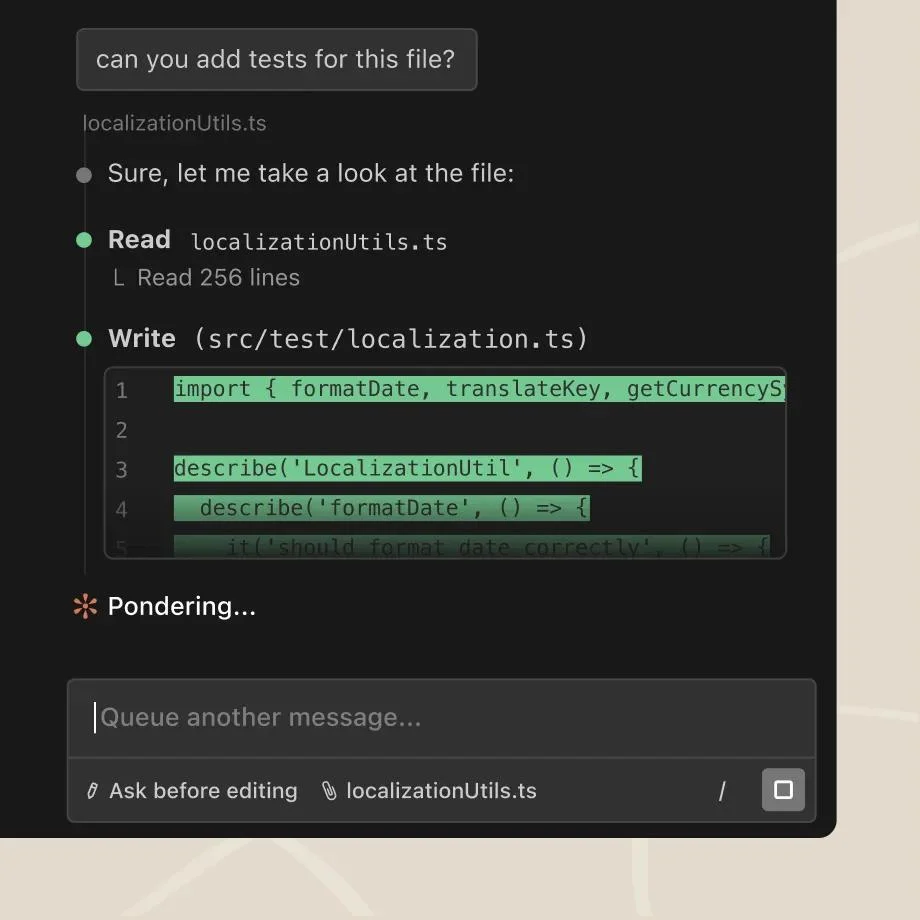Claude Code lê um arquivo e adiciona testes em uma base de código
