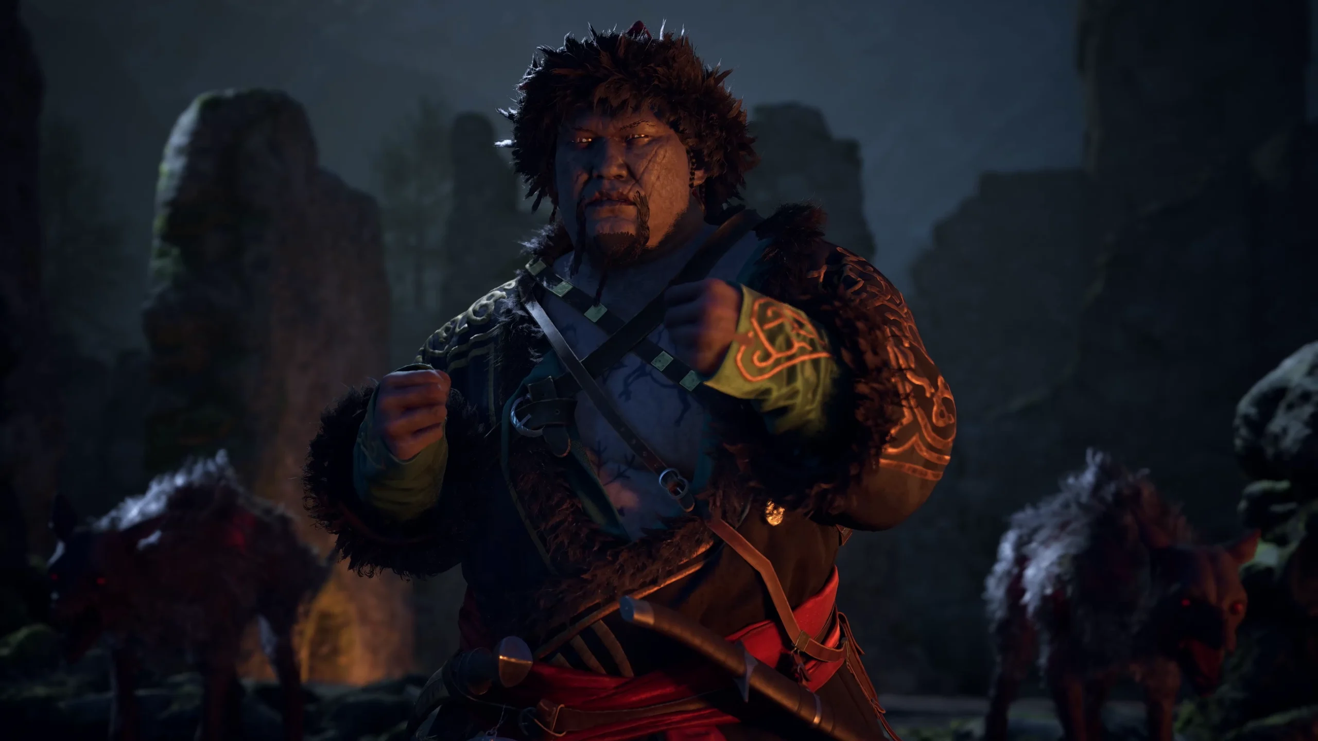 Bakir sentado diante de seus seguidores em The Blood of Dawnwalker