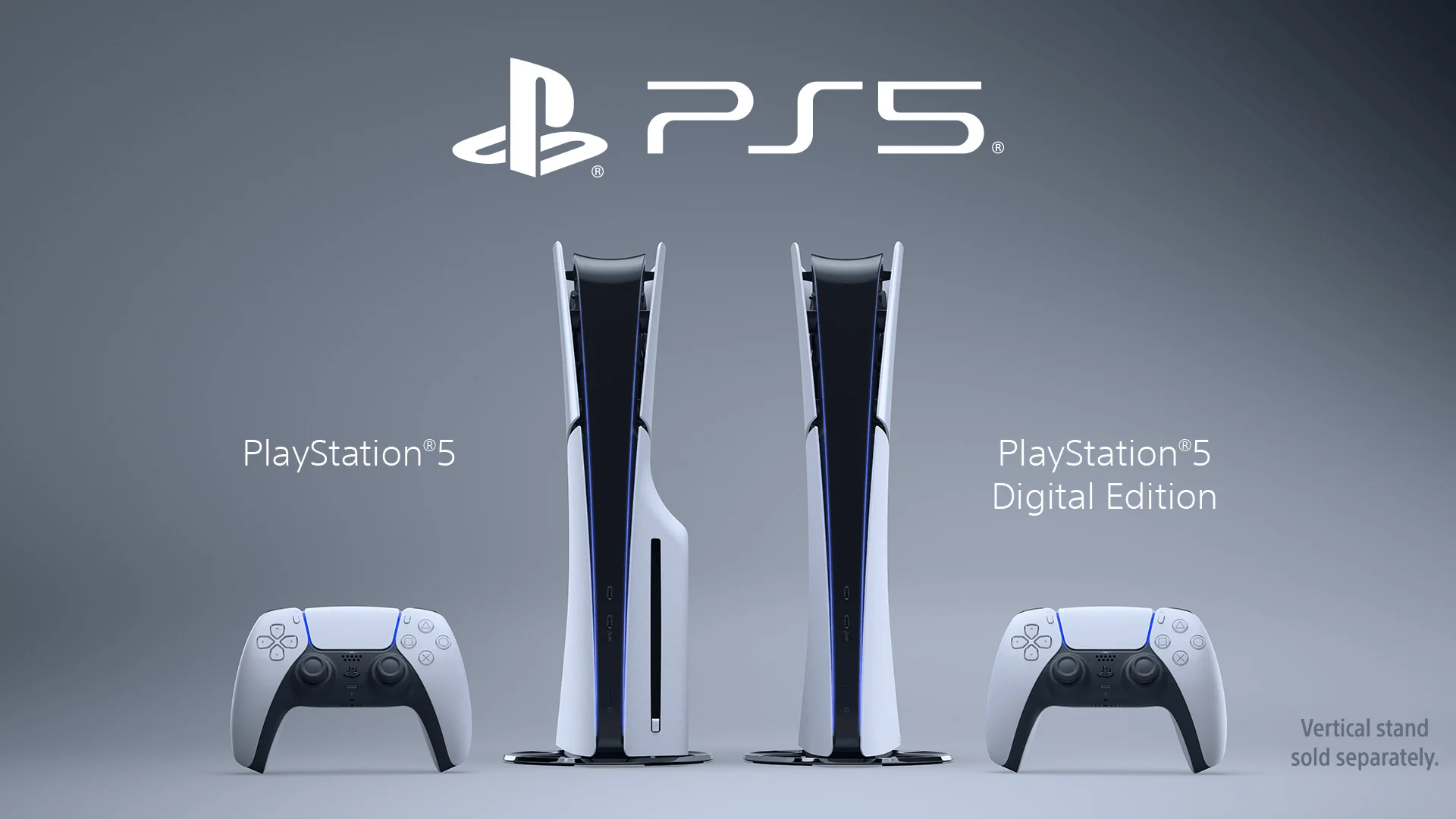 PlayStation 5 com leitor de discos e PS5 Digital Edition lado a lado