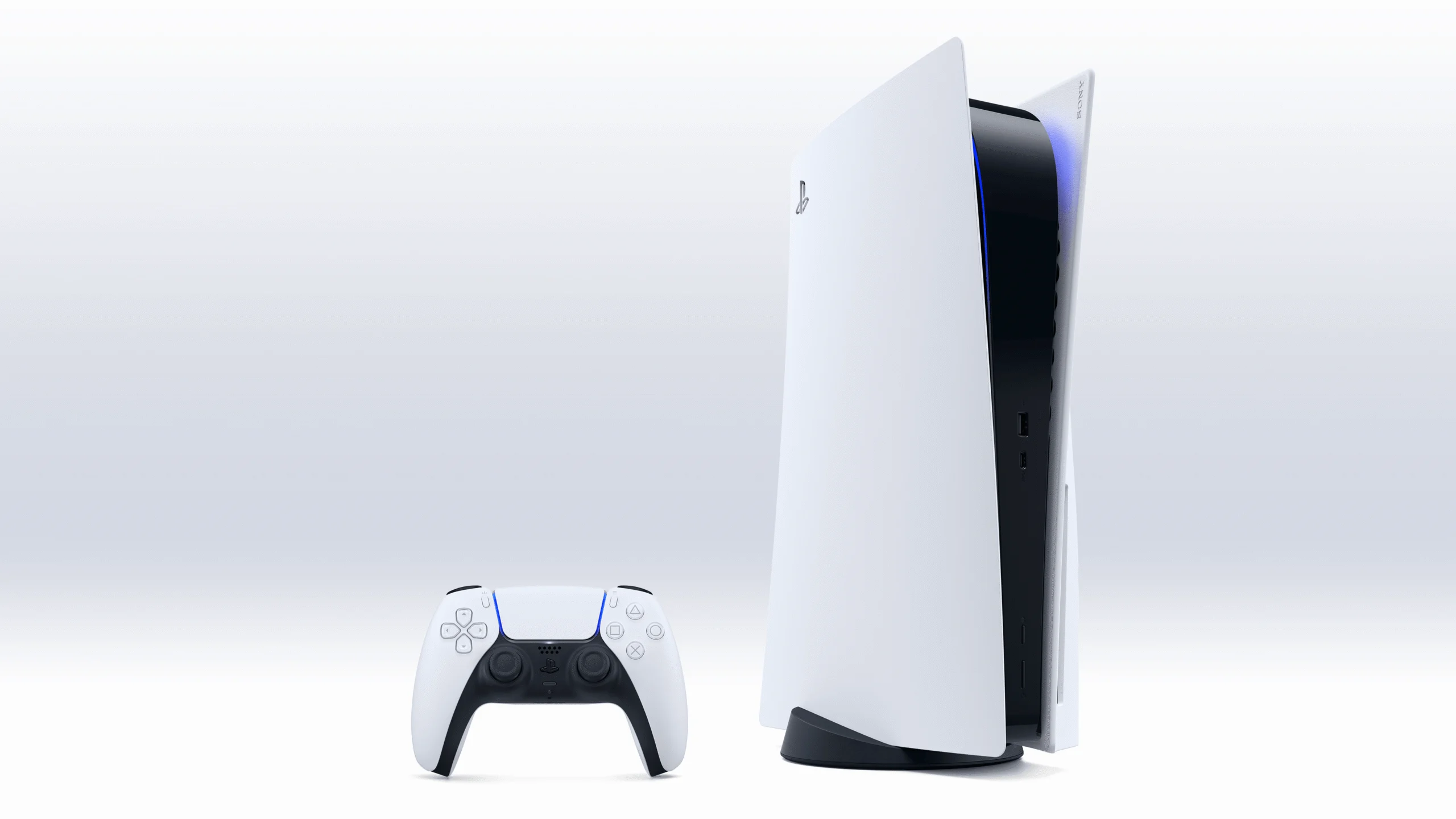 Console PlayStation 5 e controle DualSense em imagem oficial da Sony
