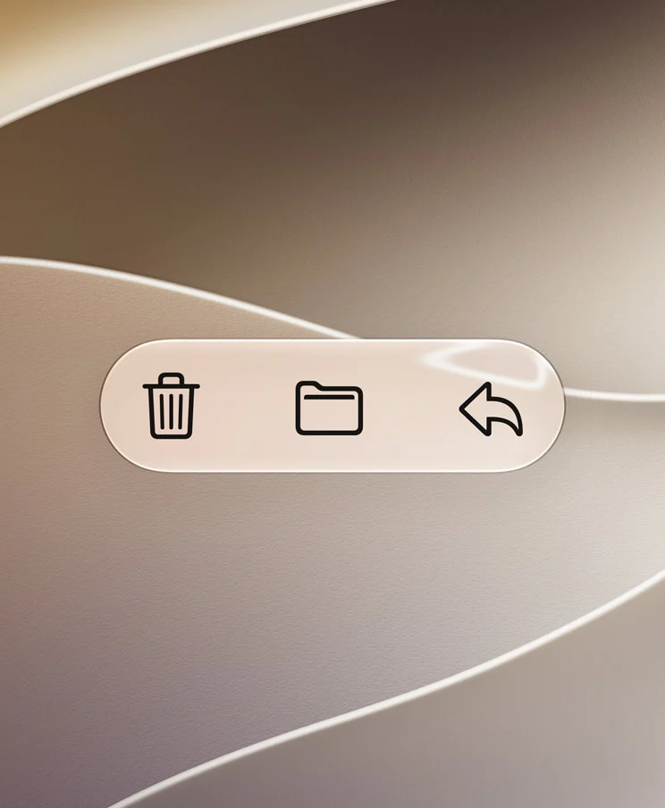 Controle do iOS com acabamento translúcido do Liquid Glass