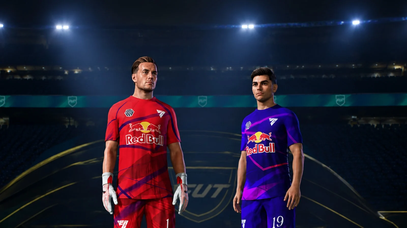 Jogadores usando os uniformes Red Bull Wings Cup no EA Sports FC 27