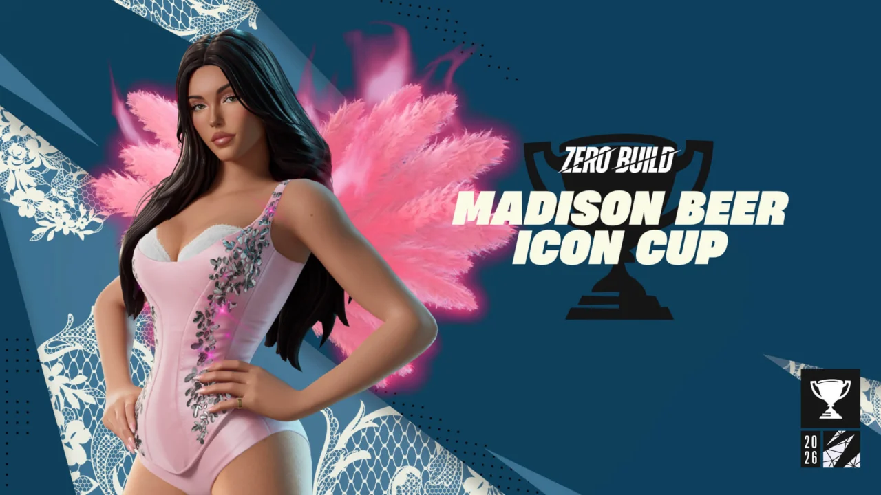 Arte oficial da Madison Beer Icon Cup Zero Build Reload de Fortnite