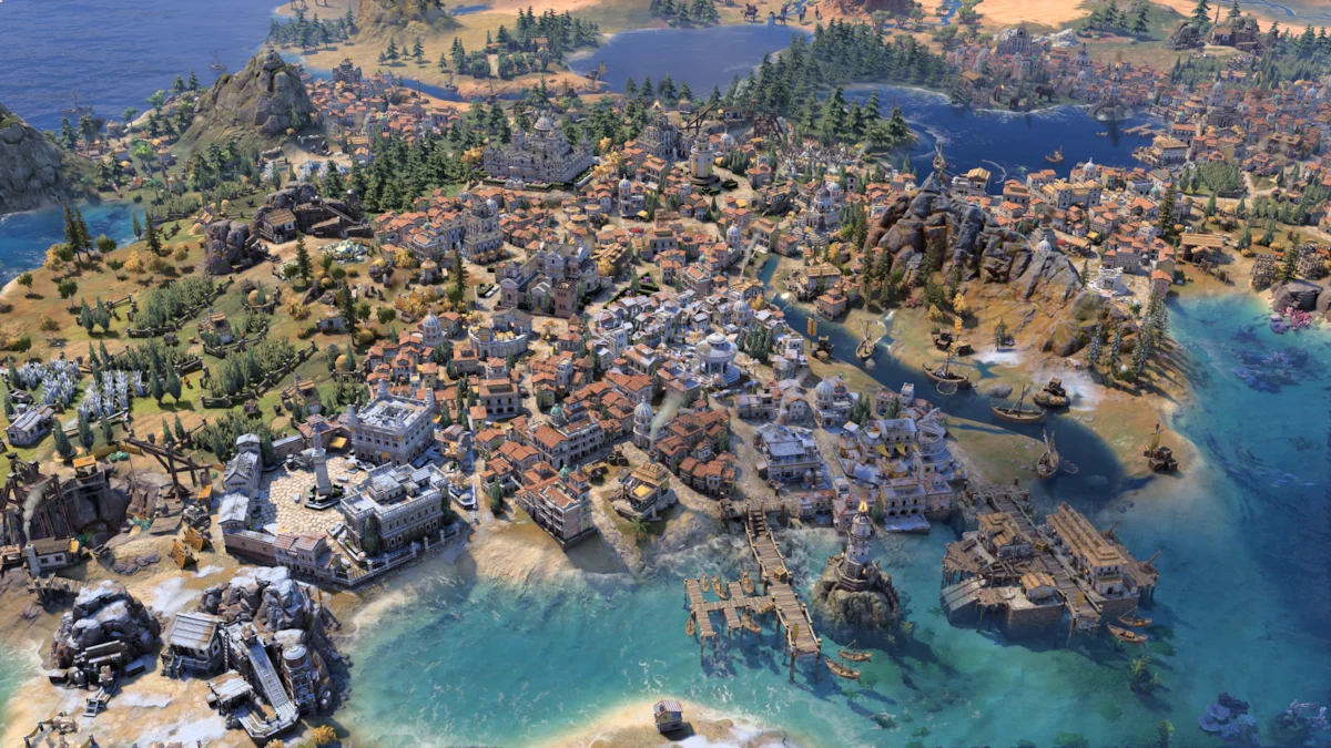 Grande cidade costeira construída em Civilization VII