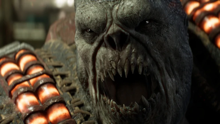 Locust em close com a boca aberta em Gears of War: E-Day
