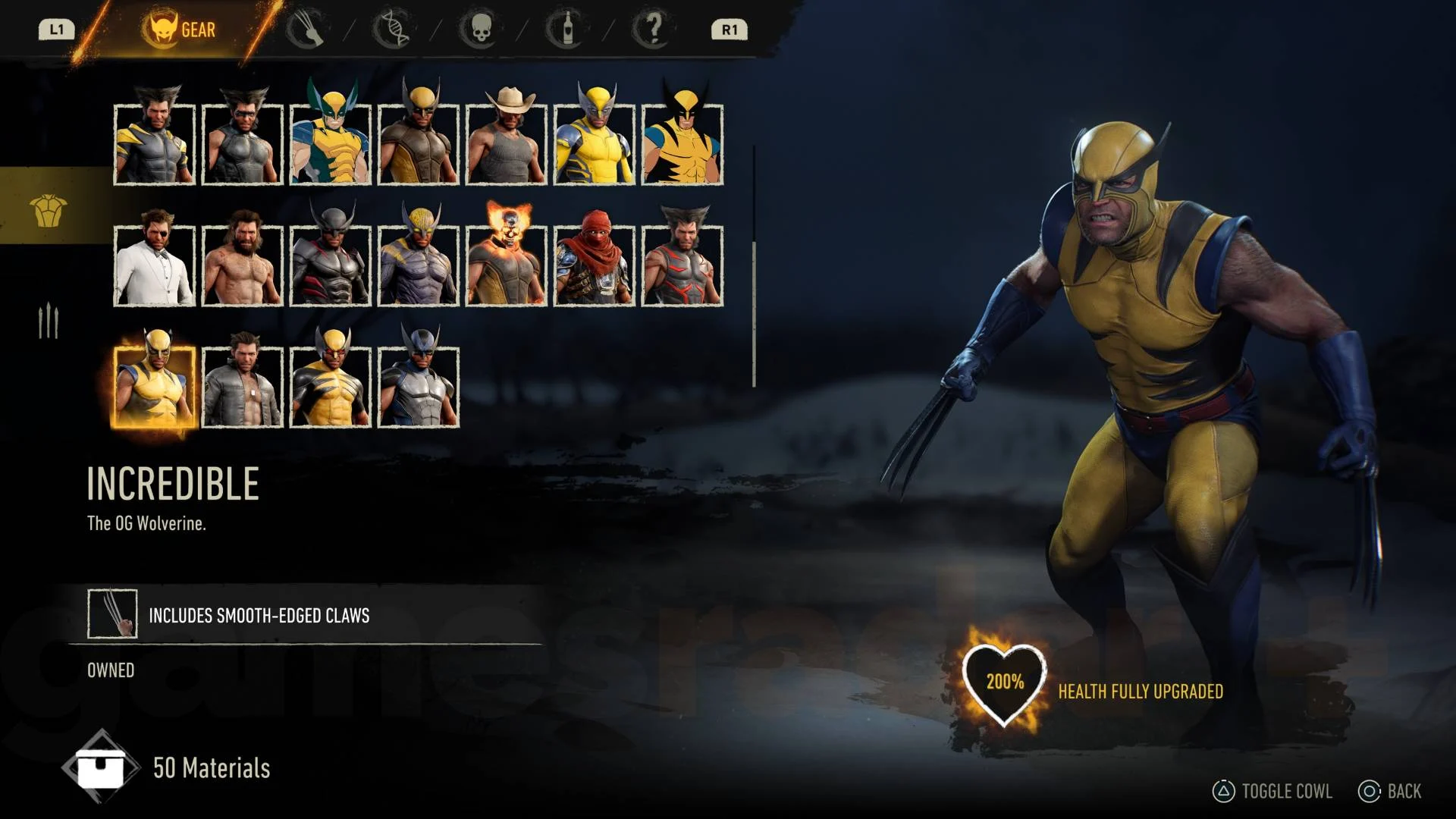 Traje Incrível (Incredible) em Marvel's Wolverine
