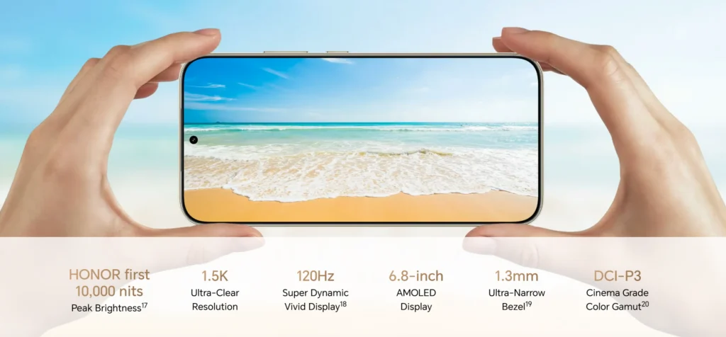 Tela AMOLED de 6,8 polegadas do HONOR X9e Pro