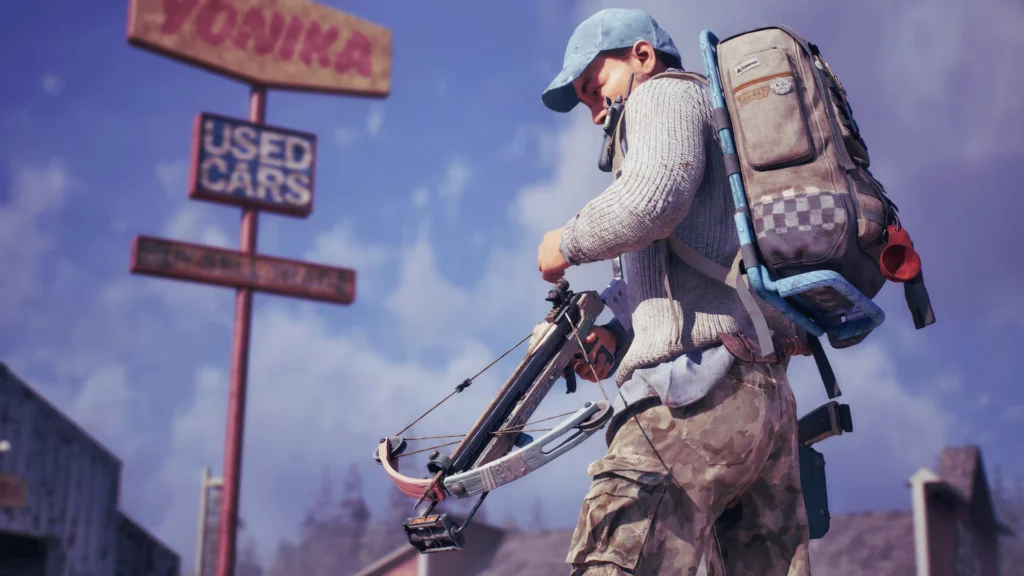 Personagem de State of Decay 3 segurando uma besta