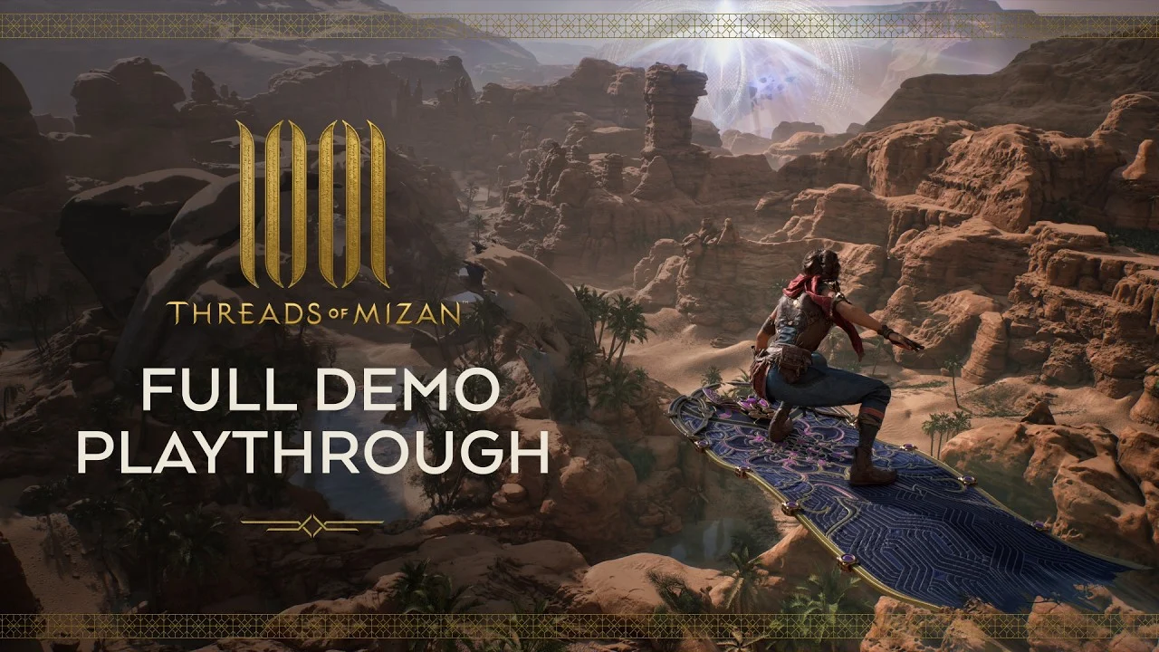 Gameplay de 1001 Threads of Mizan mostrando a aventura de fantasia árabe