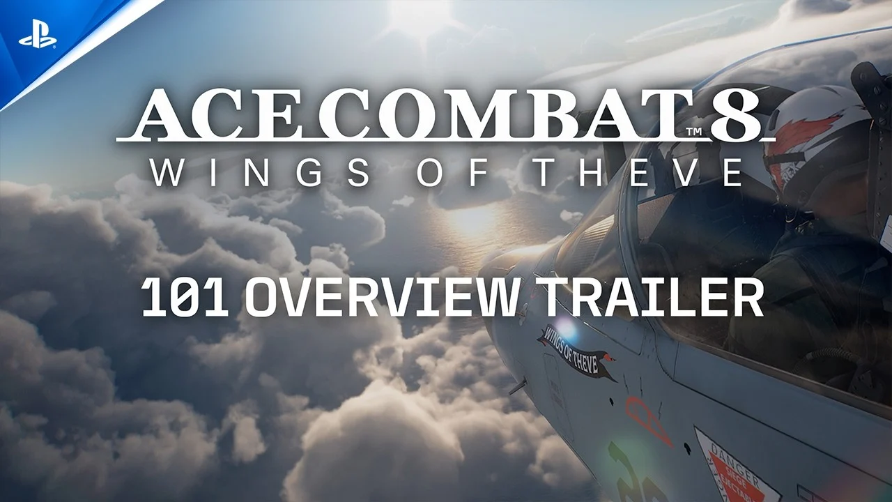 Jatos de Ace Combat 8 voando próximos a nuvens densas durante uma missão