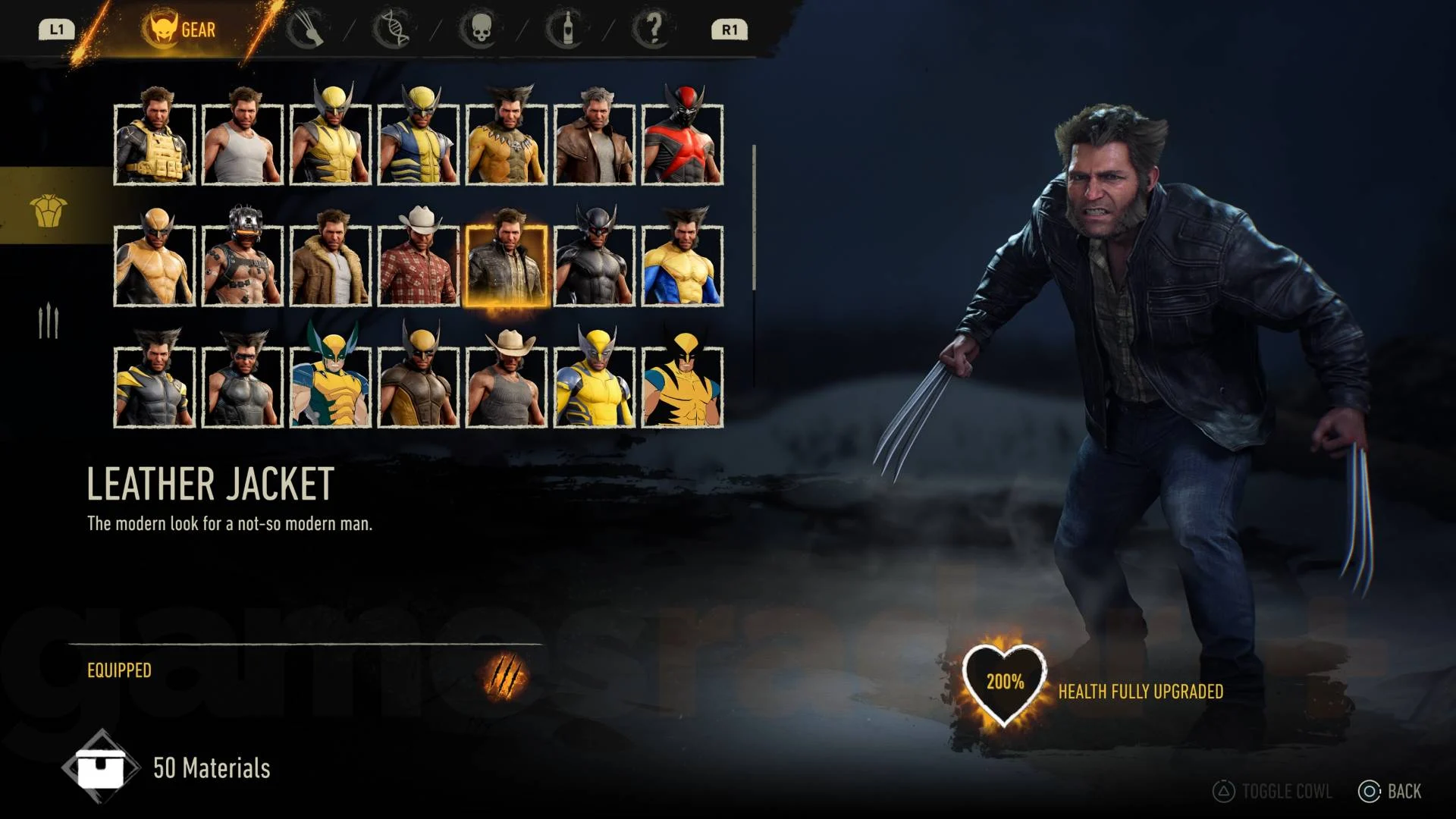 Traje Leather Jacket em Marvel's Wolverine