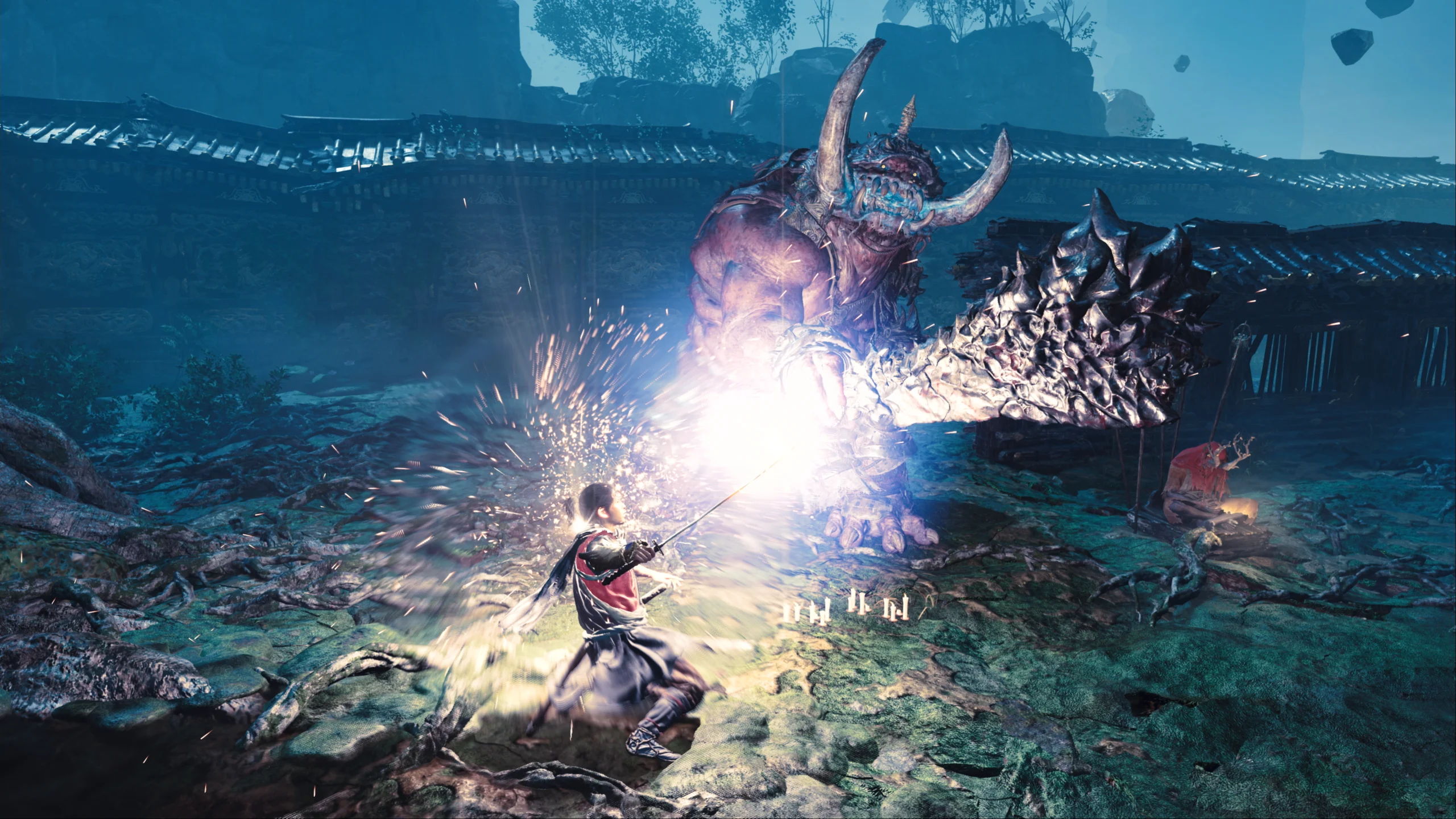 Musashi enfrenta um chefe no modo Action de Onimusha Way of the Sword