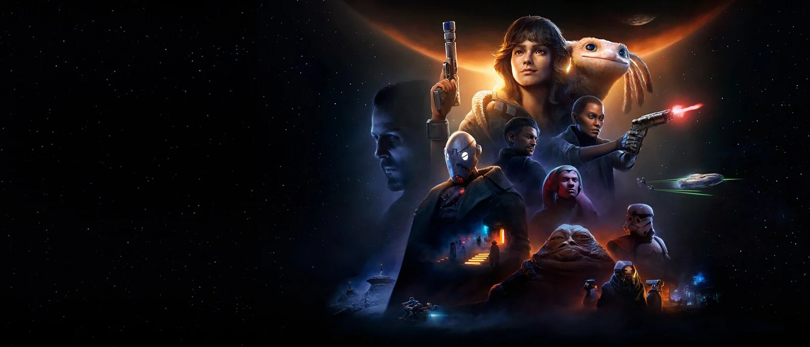 Kay Vess e outros personagens de Star Wars Outlaws, um dos jogos associados aos novos releases de Voices38