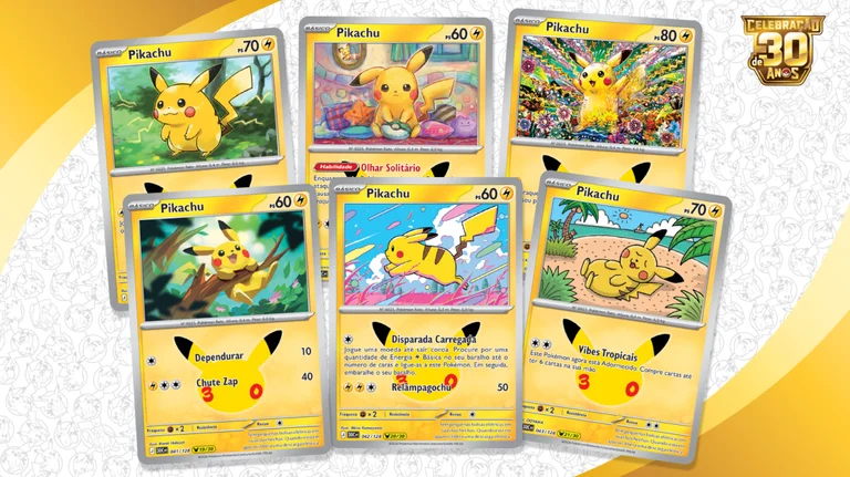 Celebração de 30 Anos transforma o mascote em uma coleção dentro da coleção, com 30 cartas diferentes e uma garantida em cada booster.