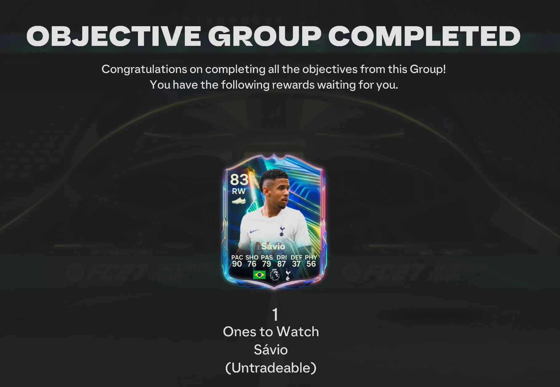 Carta Ones to Watch de Savio 83 no EA FC 27 Ultimate Team