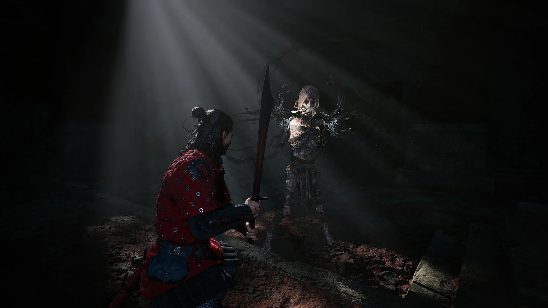 Coen encontra uma criança durante uma missão de The Blood of Dawnwalker