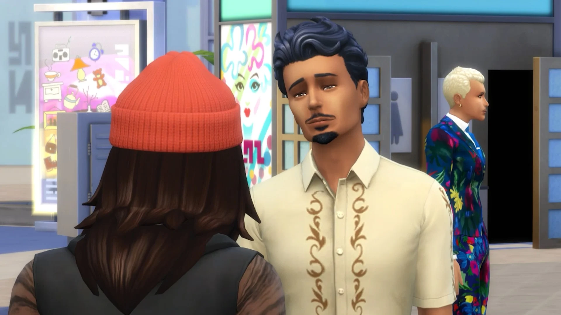 Sims conversando frente a frente em The Sims 4 após atualização de autonomia
