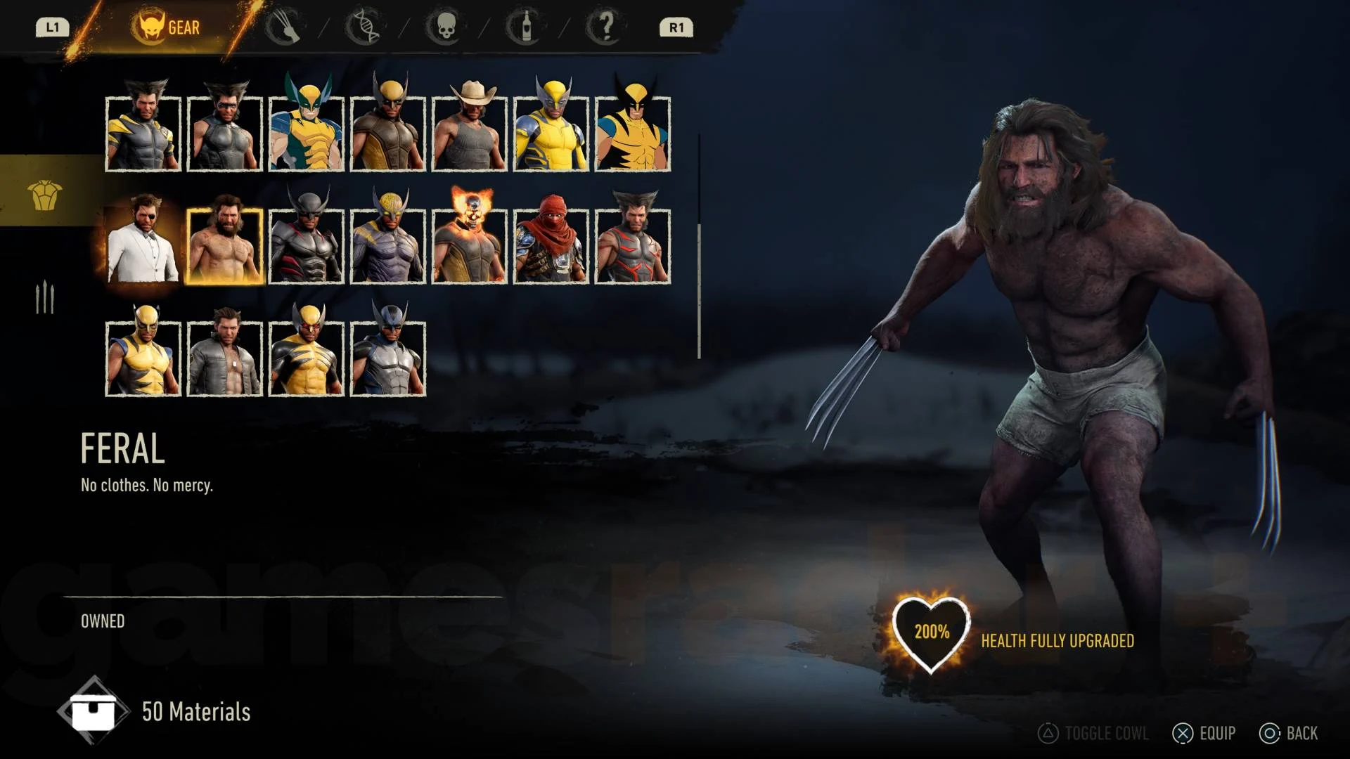 Traje Feral em Marvel's Wolverine