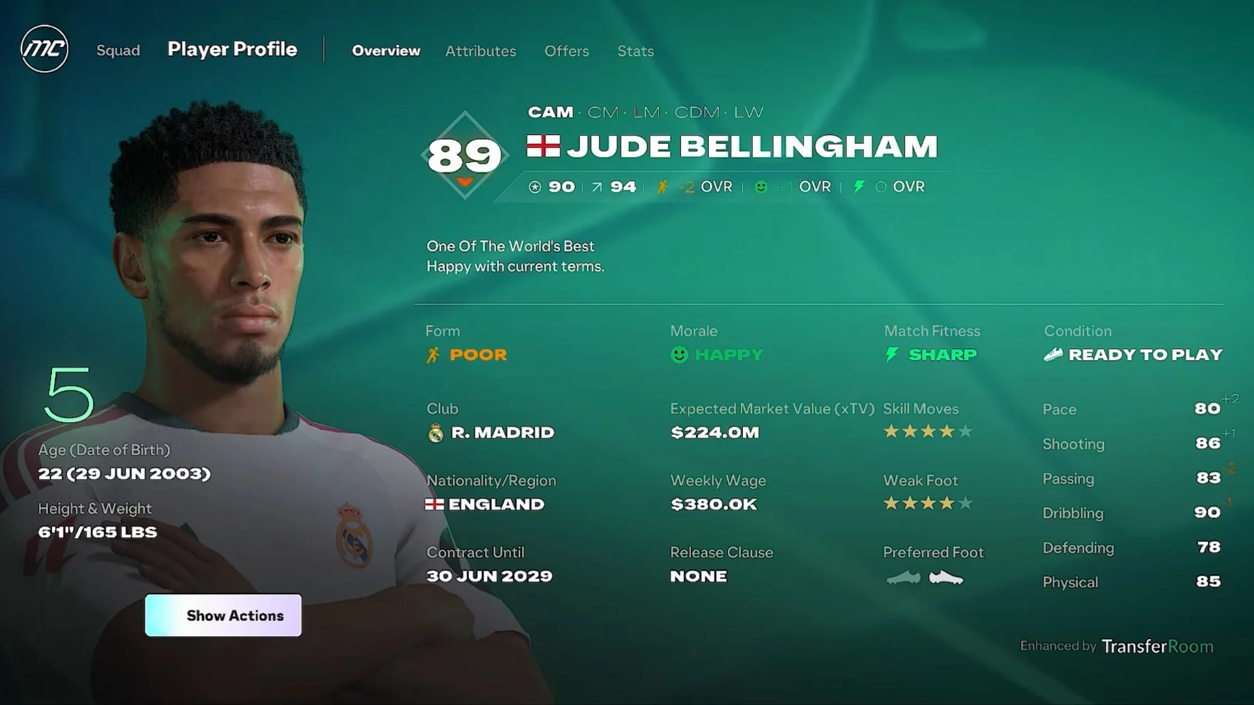 Tela de perfil mostrando o GER Dinâmico no Modo Carreira do EA Sports FC 27