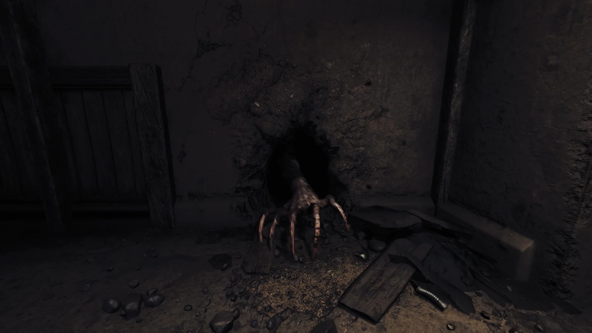 Criatura assustadora em um bunker escuro de Amnesia The Bunker
